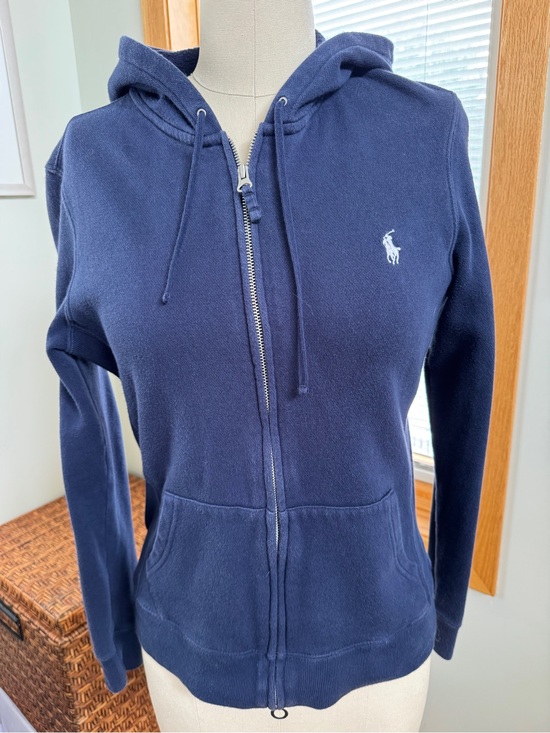 Ralph Lauren Tops - Ralph Lauren Navy Zip Hoodie with Embroidered Polo Logo